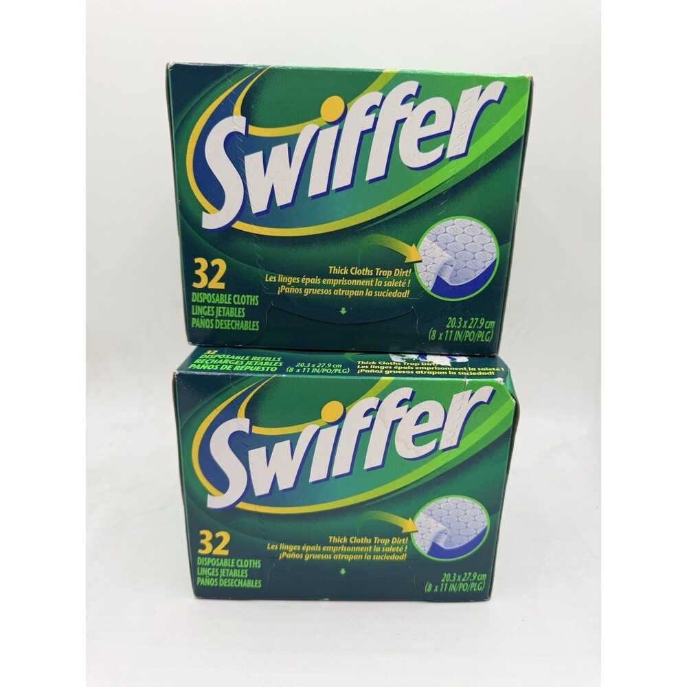 2 Vintage 2000 Swiffer 32 Disposable Dry Cloths Refill New In Box Sealed